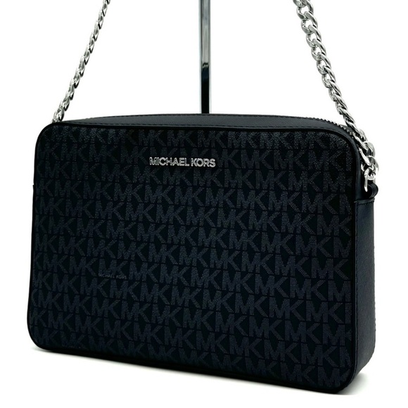 Michael Kors Large Jet Set Item EW Crossbody Bag Black Signature - Picture 1 of 9